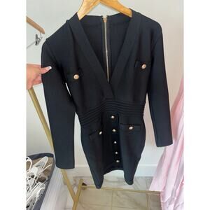 Black bandage long sleeve dress